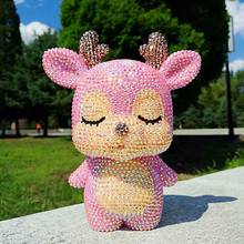 Creative Rhinestone Deer Piggy Bank Handmade Anti-fall Cute Cartoon Elk Miniature Figurines Bling Car Home Decor Accessories 2024 - buy cheap