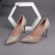 BESCONE Sexy Pointed Toe Women Pumps Slip-On Handmade Thin Heel Rhinestone Shoes Basic Party Super High Heel Ladies Pumps BY155 2024 - buy cheap