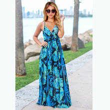 Women's Dress 2021 Summer New Sleeveless Sexy V-Neck Floral Suspender Women's Beach Long Dress 2024 - buy cheap