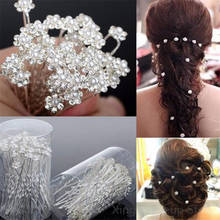 Tiara nupcial con diamantes de imitación y perlas para el cabello, horquillas para el pelo con cristales transparentes, accesorios para el cabello, 50/100 piezas 2024 - compra barato