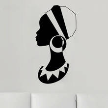 Adesivo de parede feminino africano, grande brinco, moda para meninas, quarto, decoração, salão de beleza, arte em vinil, decoração de casa 2024 - compre barato