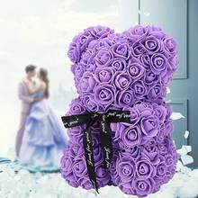 Qdr rosa urso flores artificiais rosas ursinho unicórnio aniversário de natal presente dos namorados para a decoração do casamento da namorada 2024 - compre barato