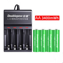 Batería de litio recargable AA, gran capacidad, 1,5 v, 3400mWh, cargador inteligente AA AAA, 4 unids/lote, nueva 2024 - compra barato