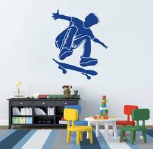 Vinilo adhesivo deportivo de Skate Boarder para pared, sala de estar de vinilo para papel tapiz, dormitorio de niños, decoración del hogar, calcomanía artística para pared 2024 - compra barato