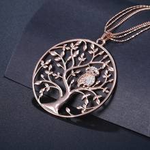 Fashion Drop Pendant Necklace Luxury Women Zinc Alloy Owl Tree of Life Round Pendant Necklace Clavicle Chain Jewelry 2024 - buy cheap