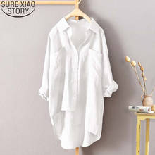 Blusa larga holgada de manga larga para mujer, camisa informal lisa con botones, talla grande 3XL, 4XL, 5XL, 12161 2024 - compra barato