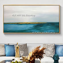 Фон с изображением побережья голубого моря картина маслом Wall Art Холст Картина современные абстрактные 100% Настенная картина ручной работы для Гостиная скандинавский Декор 2024 - купить недорого