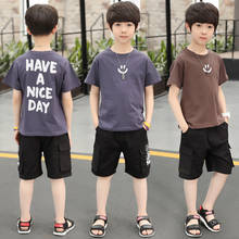 Teen Boys Clothing Set Summer Tops Short Sleeve Children Kids Patchwork Suit Korean Teenage Set 4 5 6 7 8 9 10 11 12 13 14 Years 2024 - buy cheap