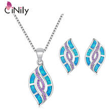 CiNily White Blue Fire Opal Purple Stone Jewelry Set Silver Plated Necklaces Pendants & Drop Earrings Best Gifts for Girl Woman 2024 - buy cheap