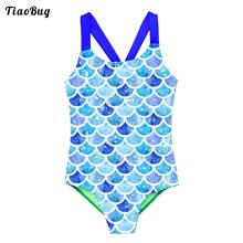 Summer Girls Kids Sleeveless One-Piece Mermaid Swimsuit Bodysuit Wide Shoulder Straps Swimwear Beach Jumpsuit 2024 - buy cheap