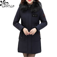 UHYTGF Womens winter coat fashion fur collar casual Parker Women thick hooded Cold protection warm cotton coat 5XL Plus Size 585 2024 - buy cheap