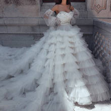 Increíble vestido de novia de tul hinchado, novedad de 2020, vestidos formales de fiesta de tul escalonados con mangas desmontables personalizados 2024 - compra barato