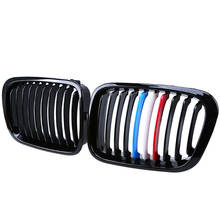 Rejilla delantera de riñón doble para BMW, accesorio de Color negro con acabado mate y líneas de colores M, modelos E46, 4 puertas, 1998, 1999, 2000 y 2001, 2 unidades 2024 - compra barato