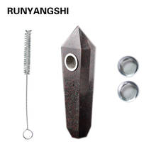 Runyangshi 1pc Natural Quartz Smoking Pipe Garnet Crystal Point Wand Healing Crystal gemstoneWith Metal Filter wholesale price 2024 - buy cheap