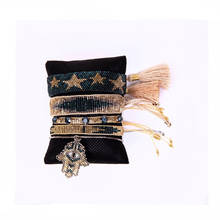 BLUESTAR-pulsera de ojo turco MIYUKI para mujer, brazalete tejido hecho a mano, joyería de México, estrella de Fátima Hamsa 2024 - compra barato