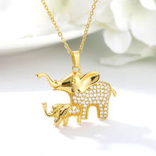 Cute Crystal Elephant Coppee Pendant Necklace for Women Lucky Stainless Steel Chain Necklace Party Jewelry Gifts 2024 - buy cheap