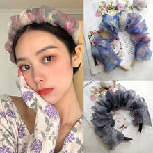 Повязка на голову женская в Корейском стиле, модный обруч со складками из сетчатой ткани, аксессуар для волос, 1 шт. 2024 - купить недорого