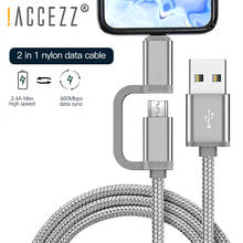 !ACCEZZ 2 in 1 Micro USB Lighting Charging Sync Data Cable 8Pin For iPhone 7 8 Plus X For iPad Mini Charger Cable For Samsung S7 2024 - buy cheap