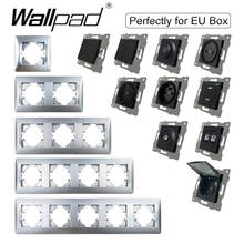 DIY EU Grey Plastic Frame Wallpad Black EU Wall Socket 1 2 Intermediate Cross Control Switch Data Fan Tel USB Socket for EU Box 2024 - buy cheap