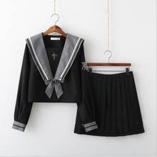 Black Summer Navy Sailor Suit Tops Skirts JK High School Uniform Class Uniform Students Cloth 2024 - buy cheap
