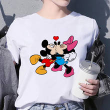 Disney минни-Маус футболки с мышью для женщин короткий рукав пара короткий рукав Футболка Топ, Осенние брендовые простота; На каждый день Ropa Tumblr Mujer Испания городской 2024 - купить недорого
