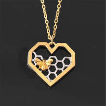 Collar de plata de ley 925 con forma de corazón, colgante con forma de panal de abeja, creativo, estilo europeo, novedad, N223 2024 - compra barato