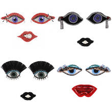 Bead Eyes Mouth Patches Heart Clothes Brooch Rhinestone Crystal Applique for Jackets Jeans Bags Shoes Apparel Sewing Badge 2024 - buy cheap