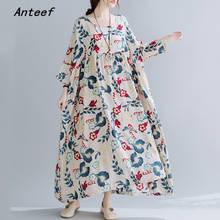 Vestidos florales vintage de lino y algodón para mujer, vestido largo holgado informal, ropa elegante de verano, 2021 2024 - compra barato