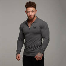 Brand Polo Shirt Men Bodybuilding and Fitness Polos Long Sleeve Business Workout Polo shirt Turn Collar Slim Fit Poloshirt Man 2024 - buy cheap