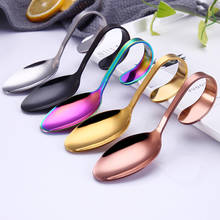 Creativity Stainless Steel Curved Hand Spoon Tableware Hotel Golden Autonomy Tablespoon Hotel  chafing dish Articles Spoon 1pc 2024 - compre barato