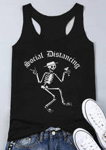 Social Distancing Skeleton Vest Keep a safe distance tees summer beach party shirts women trendy tank top drop shipping 2024 - buy cheap