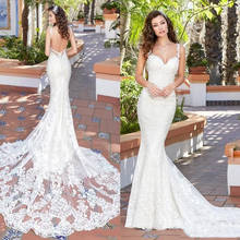 Country Mermaid Wedding Dresses Hot Backless Spaghetti Neck Full Lace Applique Bridal Gowns Court Train Cheap Wedding Dress 2024 - buy cheap