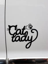 ZTTZDY 17.5*14.9CM Cat Lady Car Sticker Cat Prints Vinyl Decal Black/Silver ZJ4-0112 2024 - buy cheap