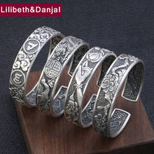Women Men Bangle 100% Real S999 sterling silver Buddha Mantra Lotus Dragon Phoenix Opening Bracelet Bangle jewelry argent 925 B2 2024 - buy cheap
