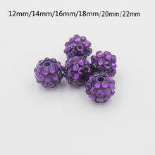 12mm/14mm/16mm/18mm/20mm/22mm Bright Clear Dark Purple Resin Rhinestone Beads For Fashion Chunky Kids Necklace 2024 - buy cheap