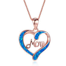 Mom Pendant Fashion Letter Necklace White Blue Opal Love Heart Necklaces For Women Vintage Rose Gold Silver Color Chain Necklace 2024 - buy cheap