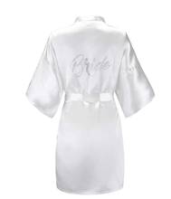 Satin Faux Silk Wedding Bride Bridesmaid Robes,White Bridal Dressing Gown/ Kimono Bathrobes,"BRIDE""BRIDE MAID" Graphic on Back 2024 - buy cheap