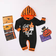 Newborn Halloween Boys Girls Rompers Long Sleeve Hooded Pumpkin Print Romper Infant Baby Clothes Costumes Gifts New 2024 - buy cheap