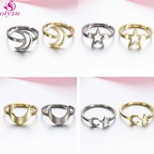 Punk Gothic Retro Gold Stainless Steel Geometric Joint Ring Female Star Moon Personality Design Ring Party Jewelry Wedding Gift 2024 - buy cheap