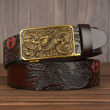 Cinturón de piel de vaca para hombre, hebilla automática de dragón chino de lujo, de alta calidad, a la moda 2024 - compra barato