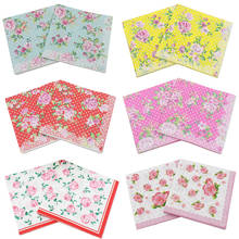 20pcs/lot New style Lovely Rose Flower Paper Napkins towels for Girls' Birthday&engagement&Weeding party Decoration&Supplies 2024 - buy cheap