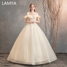 LAMYA-vestidos De novia con volantes y lentejuelas, traje De novia personalizado, elegante, color champán 2024 - compra barato