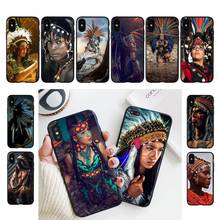 Indian feather girl Phone Case For iPhone 11 8 7 6 6S Plus X XS MAX 5 5S se 2020 11 12pro max iphone xr case 2024 - buy cheap