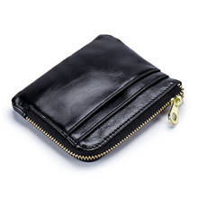Genuine Leather Small Coin Purse Men Credit Card Holder Women Zipper Around Wallet 2024 - buy cheap