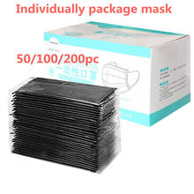 Mascarilla facial desechable para adultos, máscara con filtro Pm2.5, de color negro, para Cosplay de Halloween, con embalaje independiente, 50/100/200 Uds. 2024 - compra barato