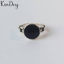 Anel de dedo anillos mujer bijoux por atacado cor de prata antiga preto redondo anéis para mulher 2024 - compre barato