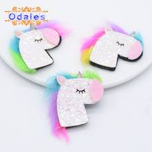 10Pcs/lot Glitter Felt Unicorn with Rainbow Fur for Party Supply DIY Felt Glitter Craft for Hair Bows Sequin Patches 2024 - buy cheap