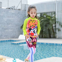 Купальный костюм для девочек UPF 50 + UV, два или три предмета, купальный костюм с длинными рукавами, защитные наборы для детей, детские купальные костюмы для детей 2024 - купить недорого