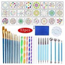 Kit de ferramentas de mandala pontilhadora, 53 peças, ferramentas de mandala, estêncil, bola, bandeja de tinta para pintura de pedras, coloração, desenho 2024 - compre barato