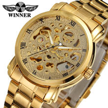 Luxury WINNER Men  Automatic Mechanical Watch Golden Crystal Stainless Steel Watches Wristwatch Business Sport Relogio Masculino 2024 - buy cheap